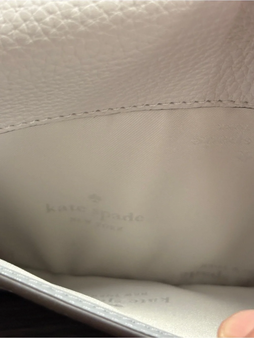 kate spade Two-Tone White and Light Gray Pebbled Leather Crossbody